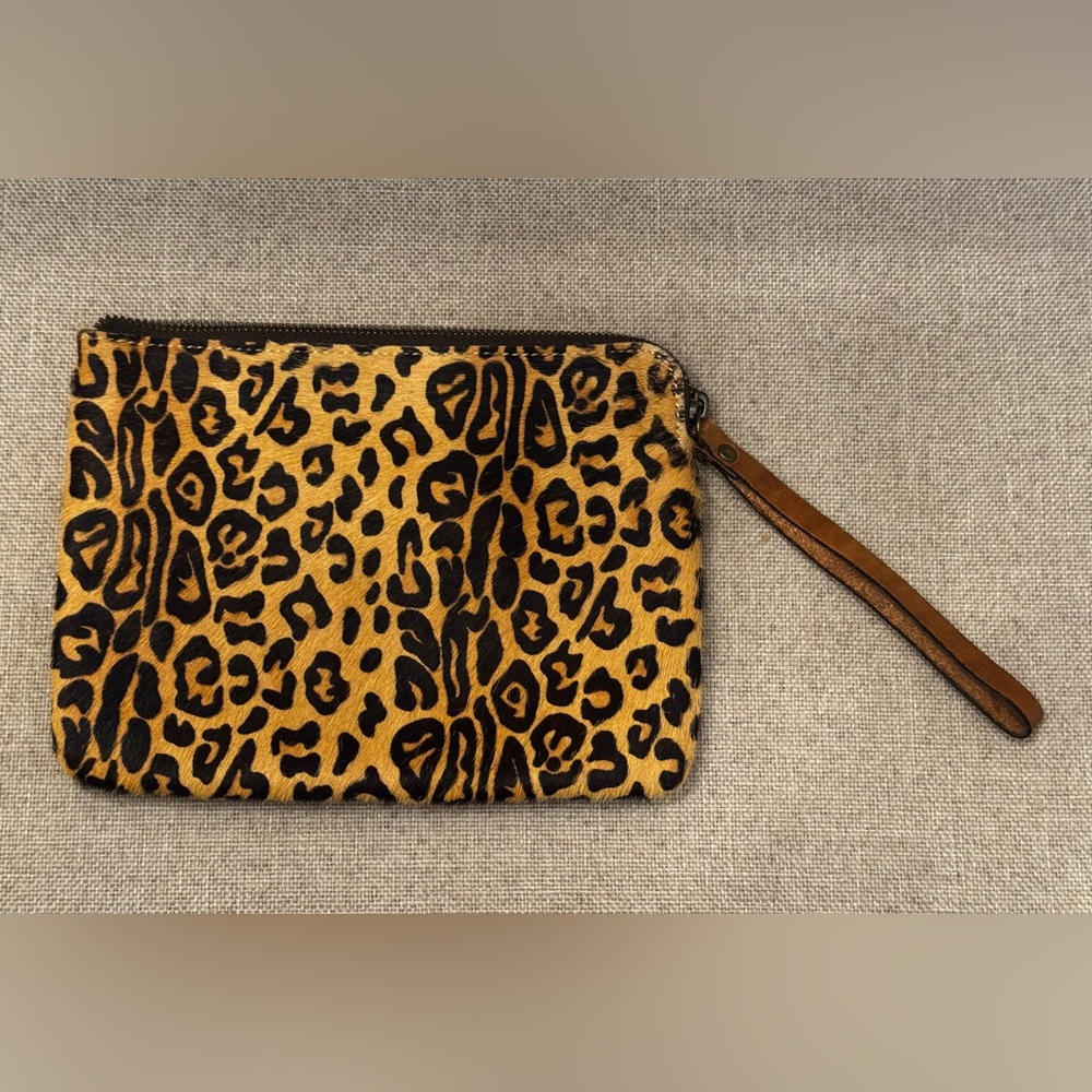 Leopard Print Wristlet Clutch